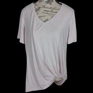 Matty XL Women’s M Pink Twist Front V‑Neck Tee Soft Stretch Knit Top NWOT